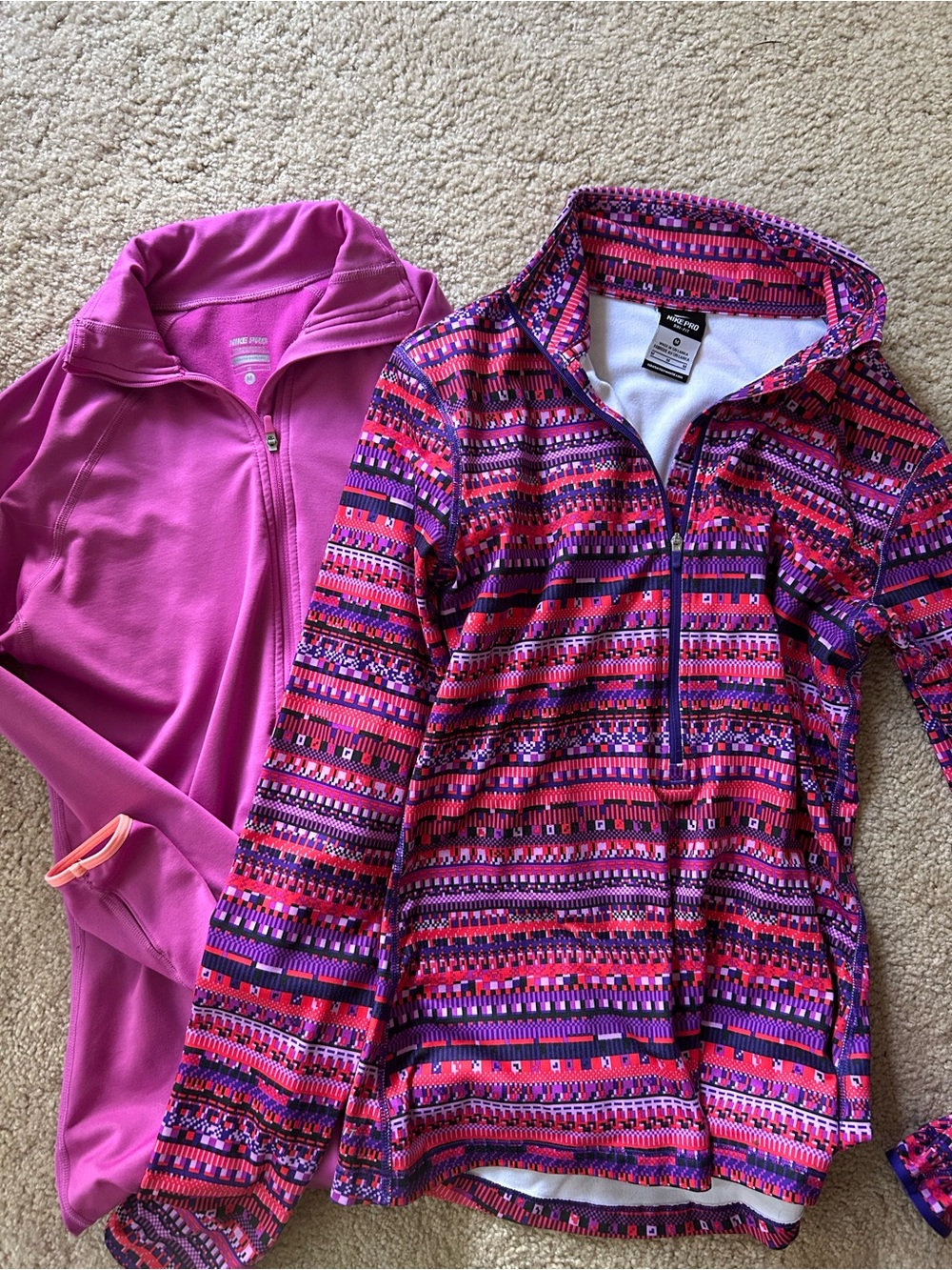 Nike Pro Pink, Purple & Red Geo Quarter-Zip Pullover PRICE IS FOR BOTH ⭐️